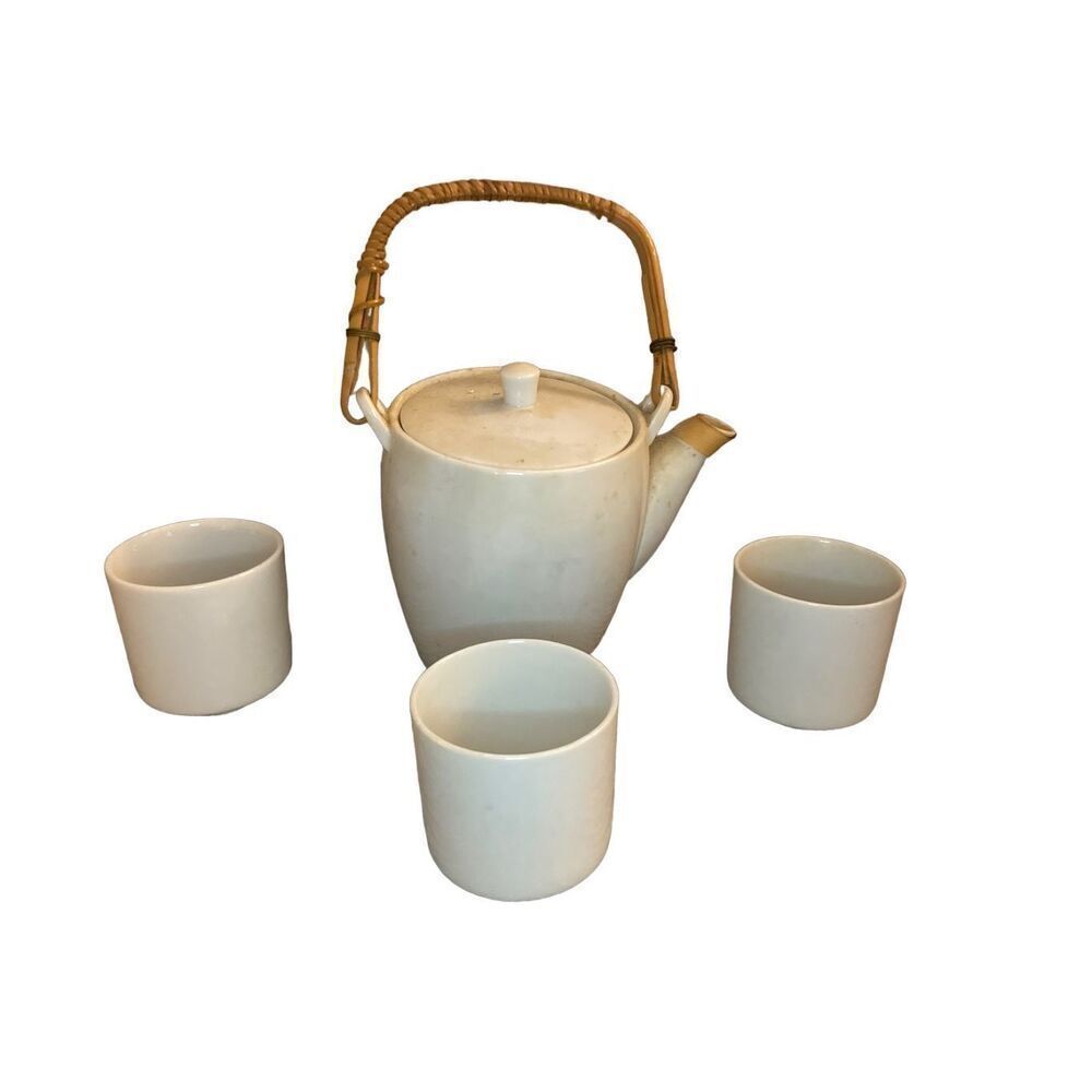 Vintage Japanese Ceramic Tea Set Kettle Cups Porcelain Collectible Oriental